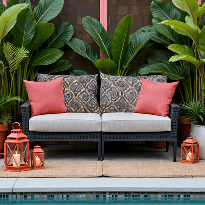 2 Pack Outdoor Seat Covers | Beige Stripe | Compatible with IKEA Duvholmen Inner Cushion