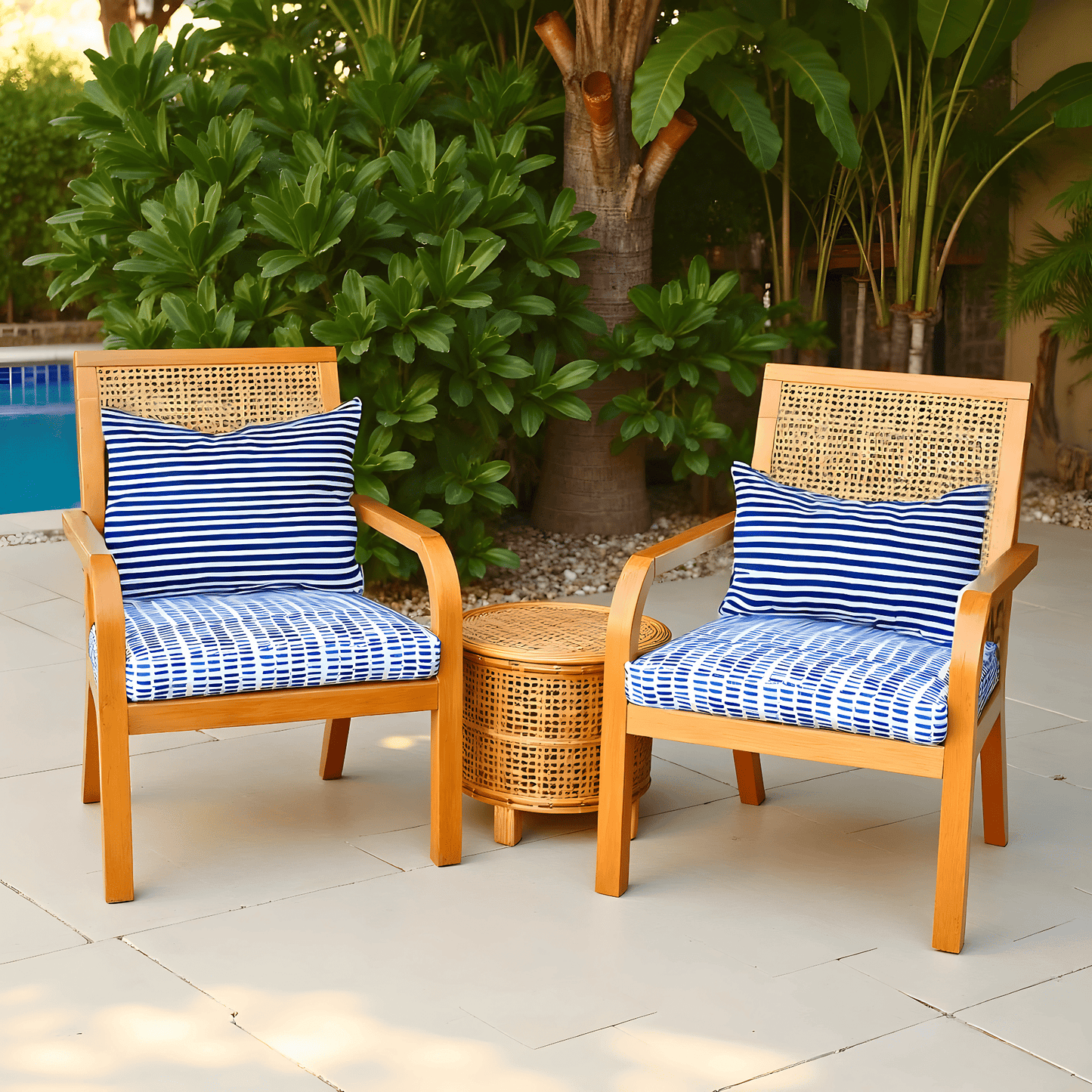 2 Pack Outdoor Seat Covers | Blue Rain | Compatible with IKEA Duvholmen Inner Cushion