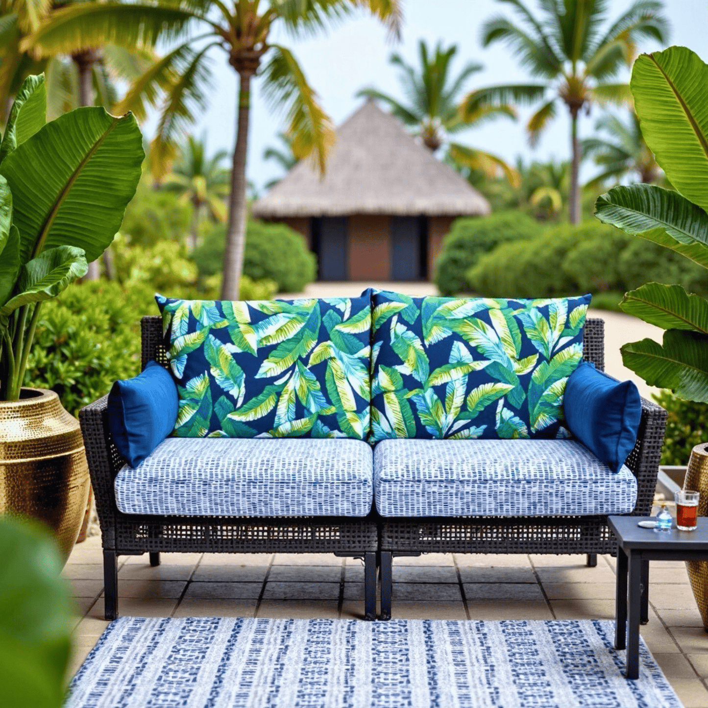 2 Pack Outdoor Seat Covers | Blue Rain | Compatible with IKEA Duvholmen Inner Cushion