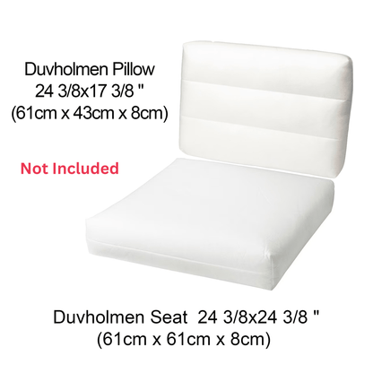 8-PIECE DELUXE BUNDLE Outdoor Cushion Cover Set and Chair Pads – Compatible with IKEA Duvholmen, Blue Rain