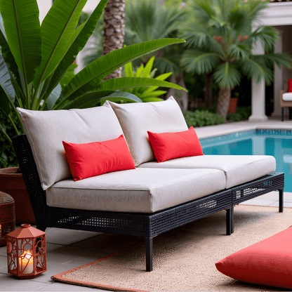 8-PIECE DELUXE BUNDLE, Beige Stripe Outdoor Cushion Cover Set and Chair Pads – Compatible with IKEA Duvholmen