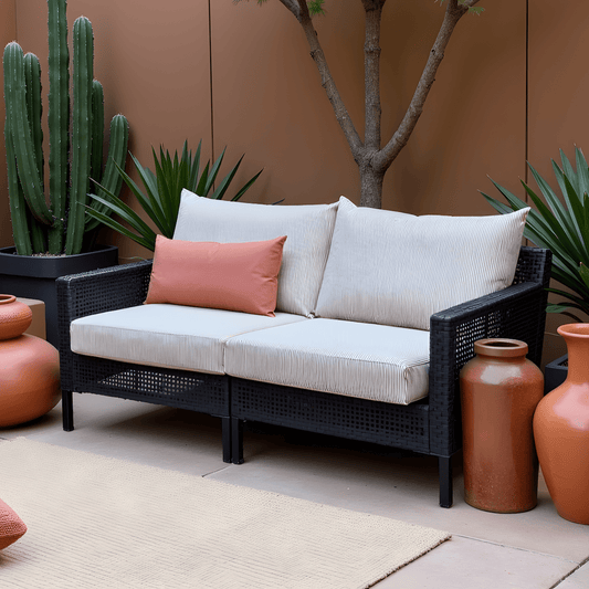 2 Pack Outdoor Pillow Covers | Beige Stripe | Compatible with IKEA Duvholmen and Kuddarna Cushions