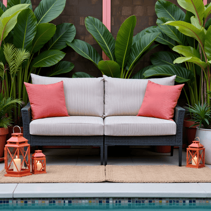 2 Pack Outdoor Pillow Covers | Beige Stripe | Compatible with IKEA Duvholmen and Kuddarna Cushions