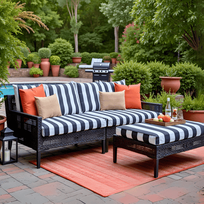 Rockin Cushions Outdoor Slip Covers | Black White Stripe | Compatible with IKEA Duvholmen Cushions | Includes 2 Duvholmen Pillow Covers and 2 Duvholmen Seat Covers - Set of 4