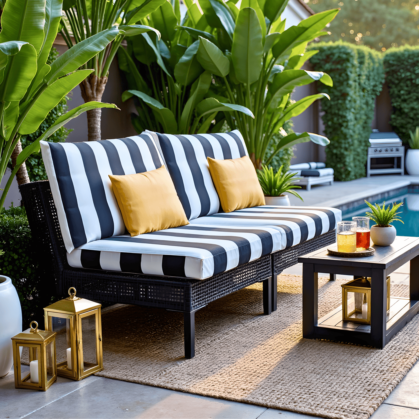 Rockin Cushions Outdoor Slip Covers | Black White Stripe | Compatible with IKEA Duvholmen Cushions | Includes 2 Duvholmen Pillow Covers and 2 Duvholmen Seat Covers - Set of 4
