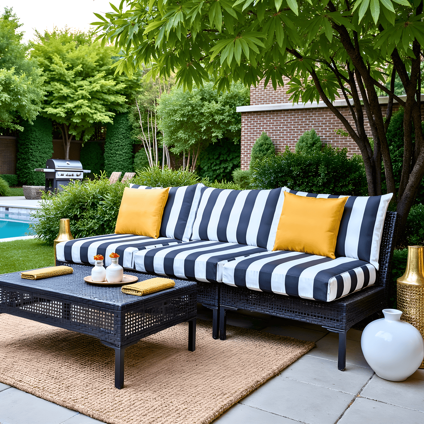 Rockin Cushions Outdoor Slip Covers | Black White Stripe | Compatible with IKEA Duvholmen Cushions | Includes 2 Duvholmen Pillow Covers and 2 Duvholmen Seat Covers - Set of 4