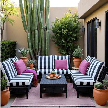 Rockin Cushions Outdoor Slip Covers | Black White Stripe | Compatible with IKEA Duvholmen Cushions | Includes 2 Duvholmen Pillow Covers and 2 Duvholmen Seat Covers - Set of 4