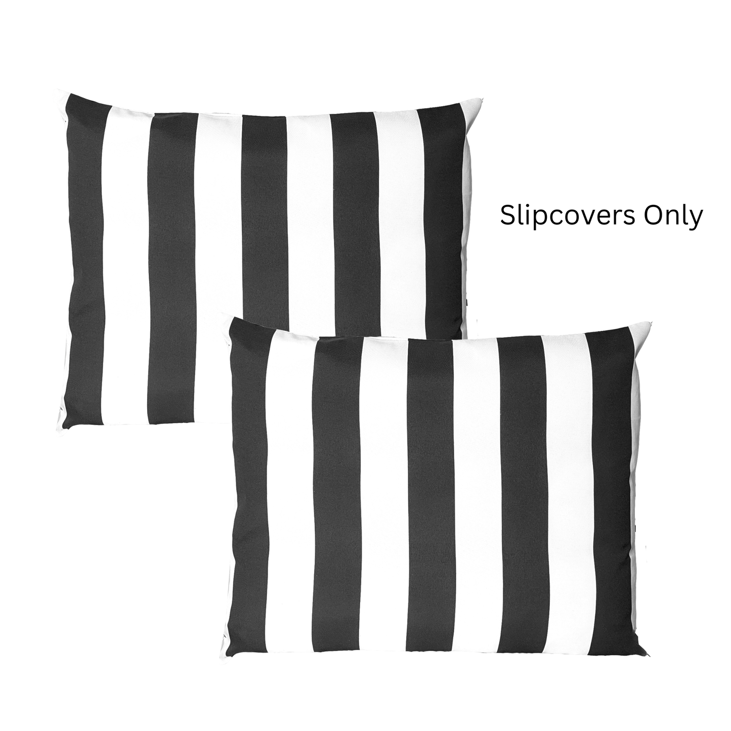 Rockin Cushions Outdoor Slip Covers | Black White Stripe | Compatible with IKEA Duvholmen Cushions | Includes 2 Duvholmen Pillow Covers and 2 Duvholmen Seat Covers - Set of 4