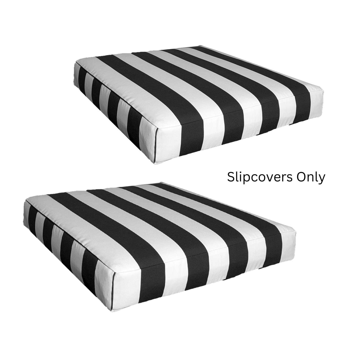 Rockin Cushions Outdoor Slip Covers | Black White Stripe | Compatible with IKEA Duvholmen Cushions | Includes 2 Duvholmen Pillow Covers and 2 Duvholmen Seat Covers - Set of 4