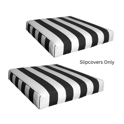 Rockin Cushions Outdoor Slip Covers | Black White Stripe | Compatible with IKEA Duvholmen Cushions | Includes 2 Duvholmen Pillow Covers and 2 Duvholmen Seat Covers - Set of 4