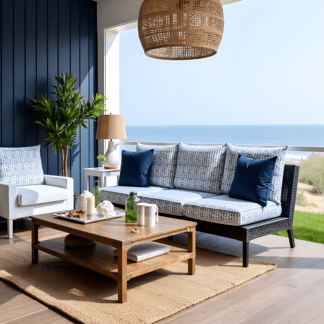 8-PIECE DELUXE BUNDLE Outdoor Cushion Cover Set and Chair Pads – Compatible with IKEA Duvholmen, Blue Rain