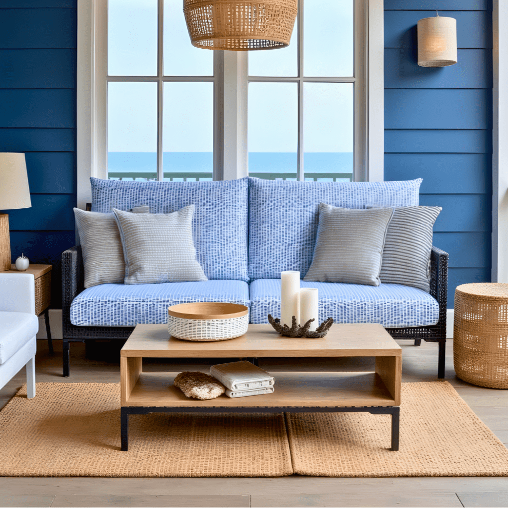 8-PIECE DELUXE BUNDLE Outdoor Cushion Cover Set and Chair Pads – Compatible with IKEA Duvholmen, Blue Rain