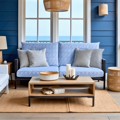 8-PIECE DELUXE BUNDLE Outdoor Cushion Cover Set and Chair Pads – Compatible with IKEA Duvholmen, Blue Rain