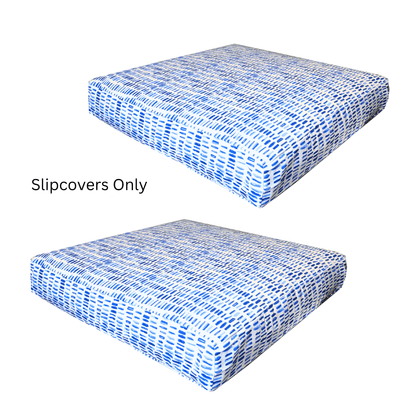 8-PIECE DELUXE BUNDLE Outdoor Cushion Cover Set and Chair Pads – Compatible with IKEA Duvholmen, Blue Rain
