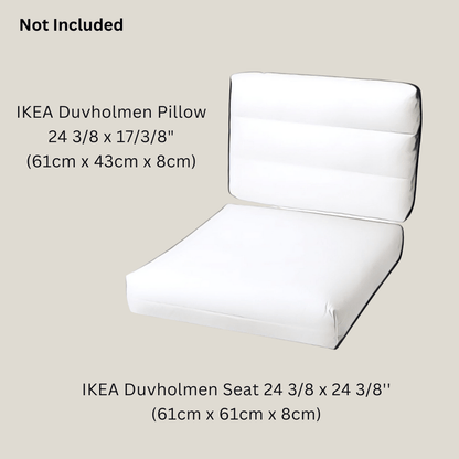 Rockin Cushions Outdoor Slip Covers | Black White Stripe | Compatible with IKEA Duvholmen Cushions | Includes 2 Duvholmen Pillow Covers and 2 Duvholmen Seat Covers - Set of 4