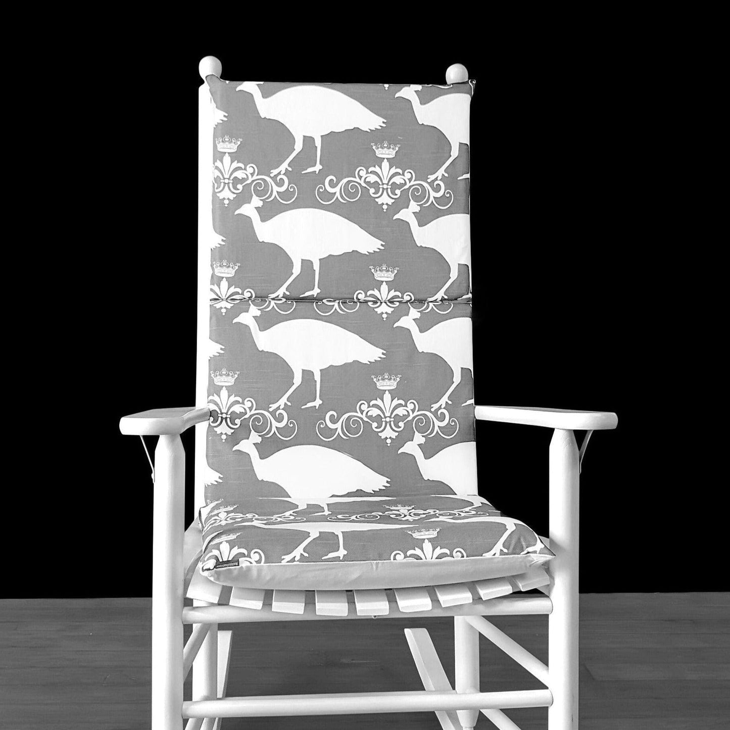 Gray Peacock Rocking Chair Cover And Pads
