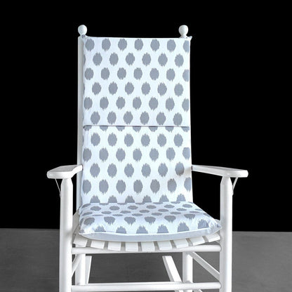 Gray White Ikat Polka Dot Rocking Chair Pad