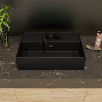 ALFI brand ABC901 24" Modern Rectangular Above Mount Ceramic Sink with Faucet Hole