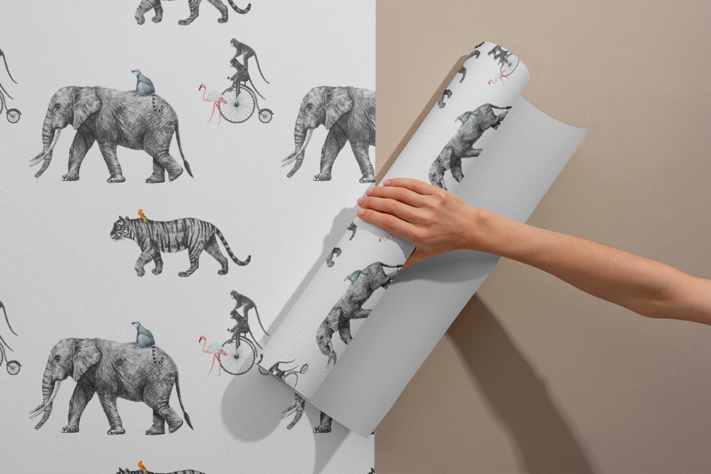 Tropical Animals Sketch Wallpaper | Kitchen + Metal