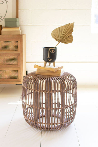Round Bamboo Accent Table