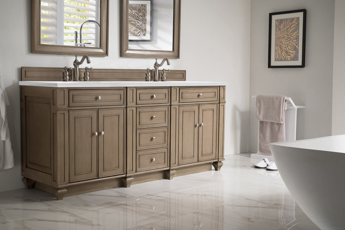 Bristol 72" Double Vanity Cabinet, Bright White
