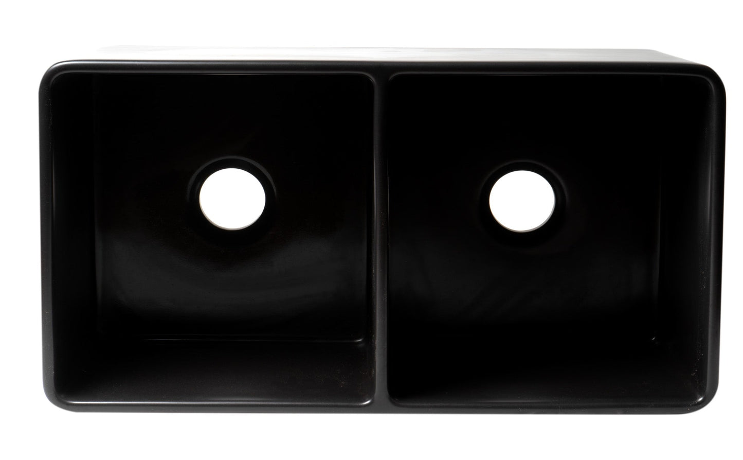 ALFI brand ABF3318D Smooth Apron 33" x 18" Double Bowl Fireclay Farm Sink