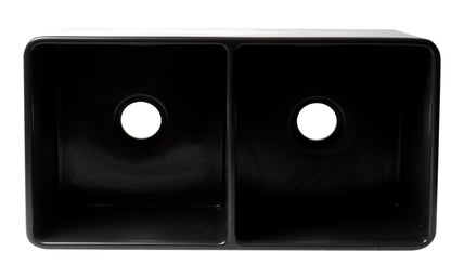 ALFI brand ABF3318D Smooth Apron 33" x 18" Double Bowl Fireclay Farm Sink