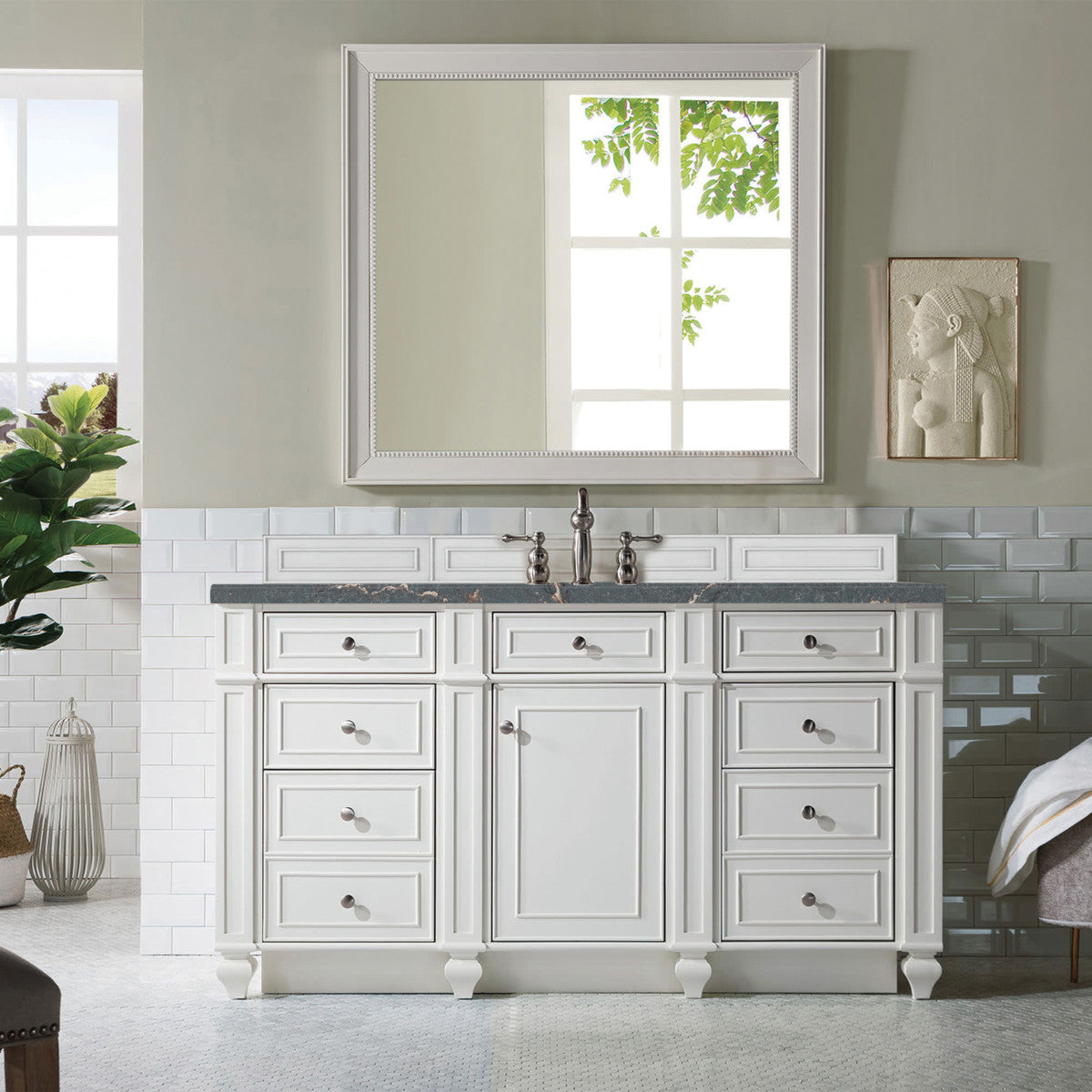 Bristol 60" Single Vanity Cabinet, Bright White