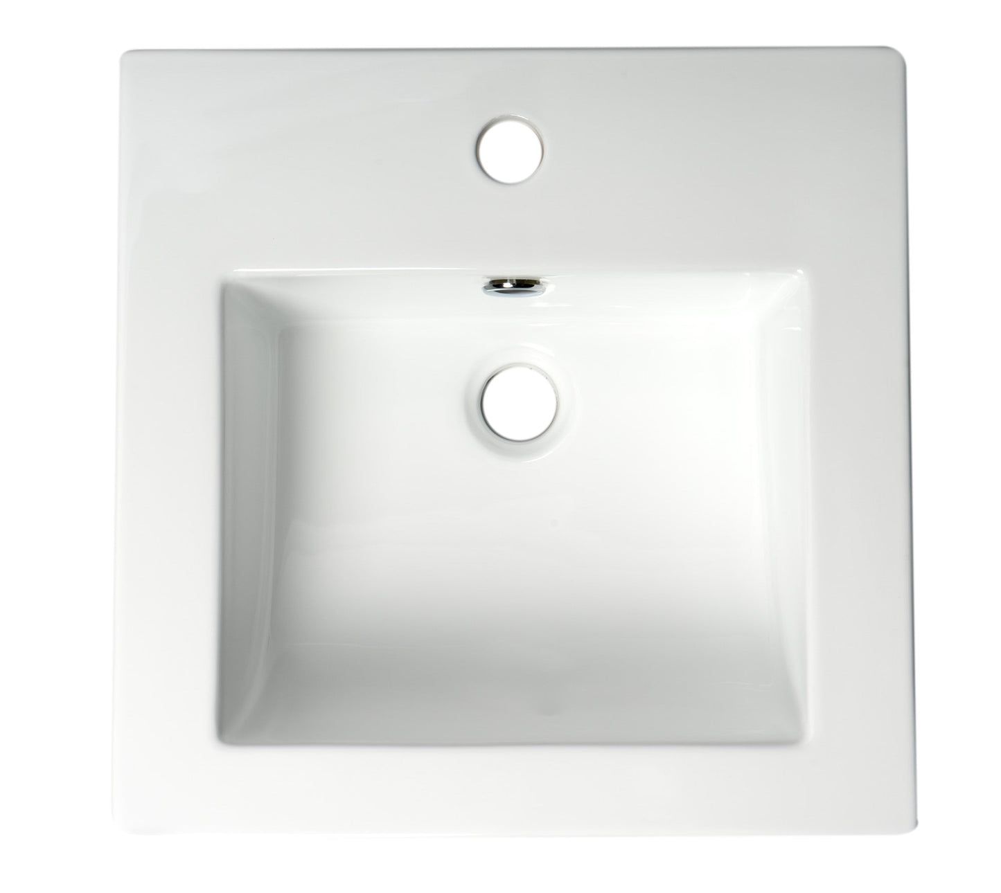 ALFI brand  ABC801 White 17" Square Drop In Ceramic Sink with Faucet Hole