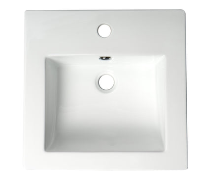 ALFI brand  ABC801 White 17" Square Drop In Ceramic Sink with Faucet Hole