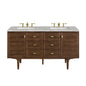Amberly 60" Double Vanity Cabinet, Mid-Century Walnut
