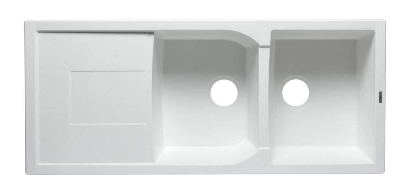ALFI brand AB4620DI 46" Double Bowl Granite Composite Kitchen Sink with Drainboard