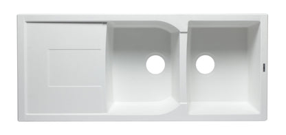 ALFI brand AB4620DI 46" Double Bowl Granite Composite Kitchen Sink with Drainboard
