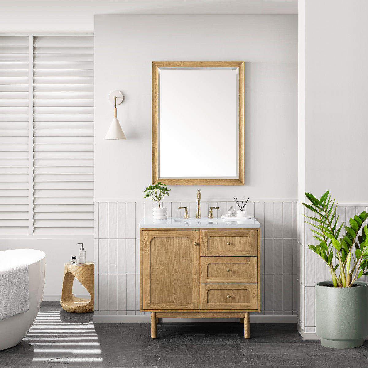 Laurent 36" Single Vanity Cabinet, Light Natural Oak