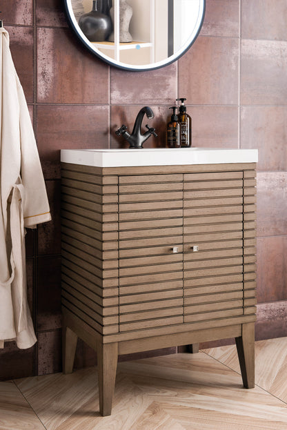 Linden 24" Single Vanity with White Glossy Composite Stone Top
