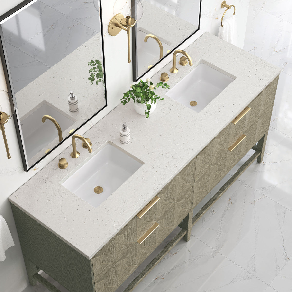 Emmeline 72" Double Vanity Cabinet, Pebble Oak
