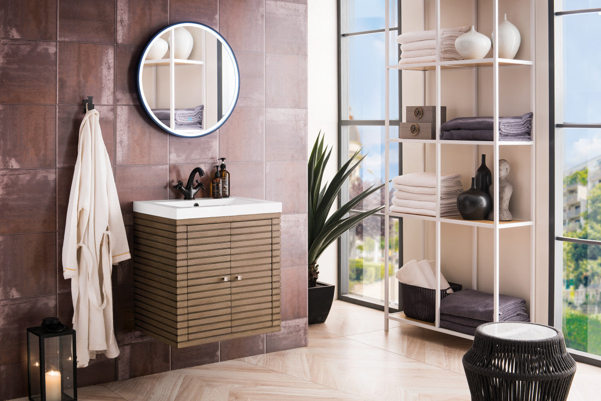 Linden 24" Single Vanity with White Glossy Composite Stone Top