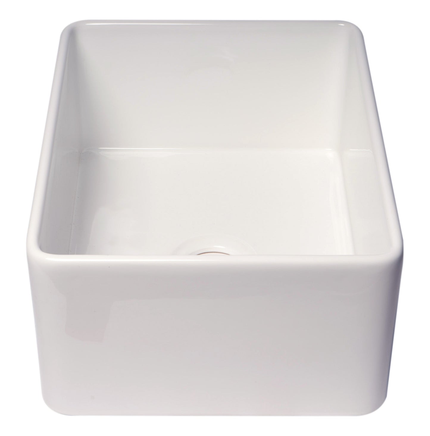 ALFI brand ABF2418 Smooth Apron 24" x 18" Single Bowl Fireclay Farm Sink
