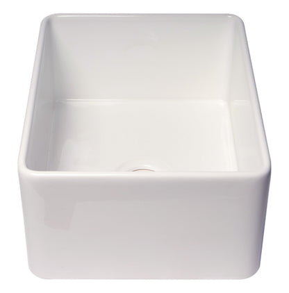 ALFI brand ABF2418 Smooth Apron 24" x 18" Single Bowl Fireclay Farm Sink