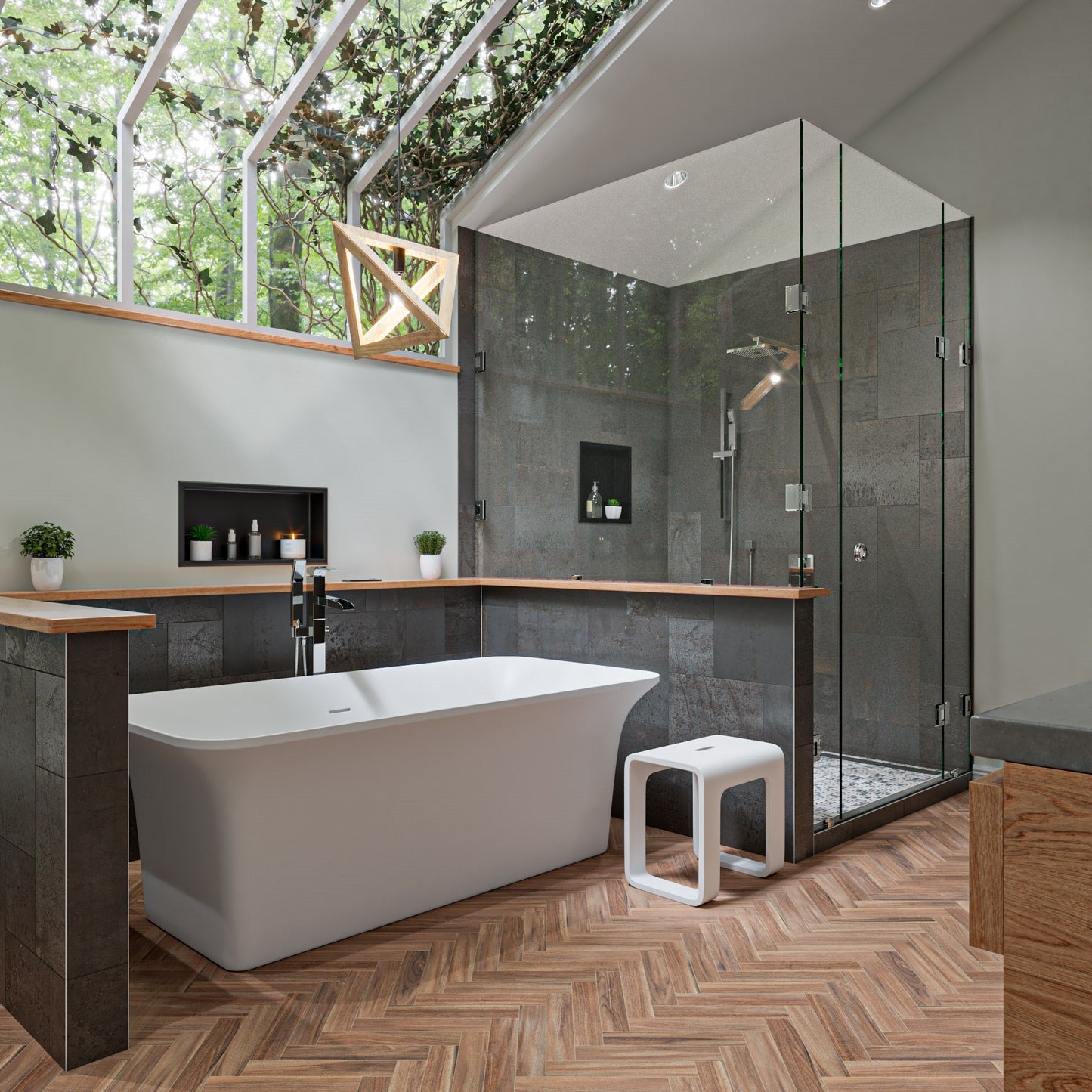 ALFI brand ABNP1616 16" x 16" Steel Square Single Shelf Shower Niche