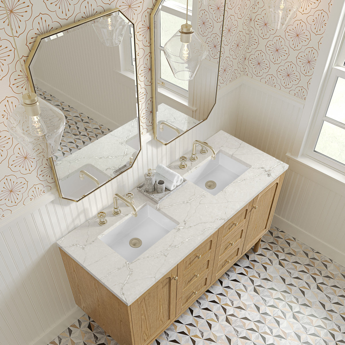 Laurent 60" Double Vanity, Light Natural Oak