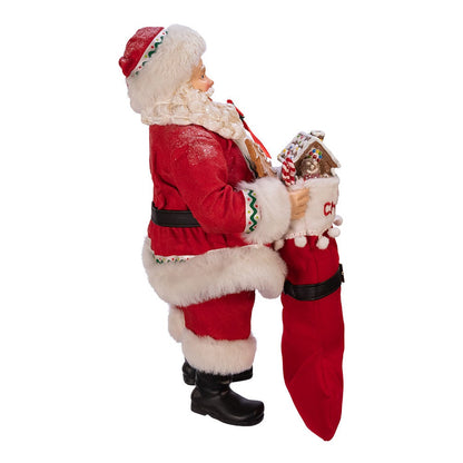 Fabriche Gingerbread Santa With Stocking and Wreath