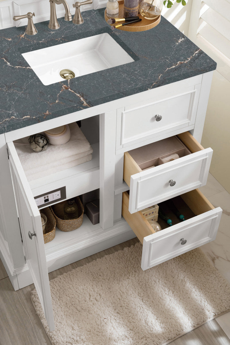 De Soto 36" Single Vanity Cabinet, Bright White