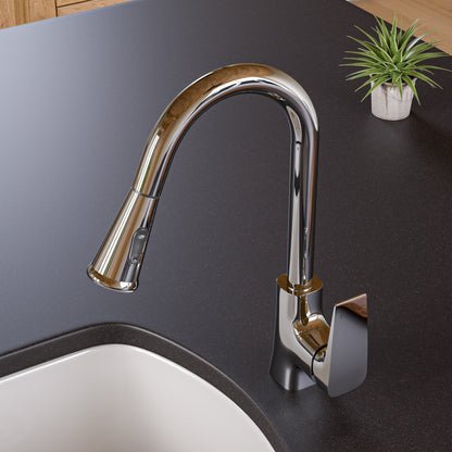 ALFI brand ABKF3889 Square Gooseneck Pull Down Kitchen Faucet