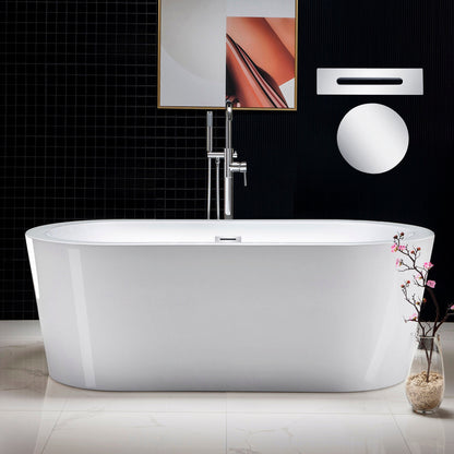 WOODBRIDGE 66" Acrylic Freestanding Bathtub Contemporary Soaking Tub