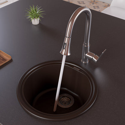 ALFI brand AB1717DI 17" Drop-In Round Granite Composite Kitchen Prep Sink