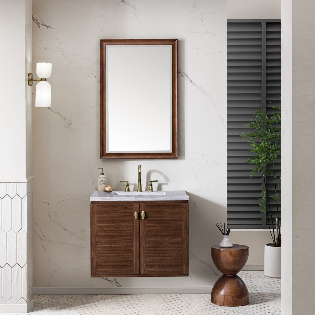 Amberly 30" Single Vanity Cabinet, Mid-Century Walnut