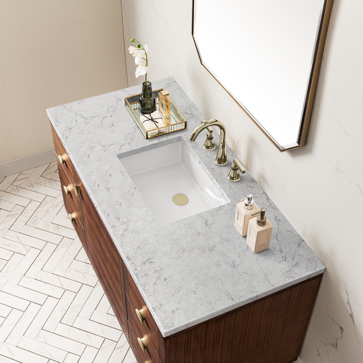 Amberly 48" Single Vanity Cabinet, Mid-Century Walnut