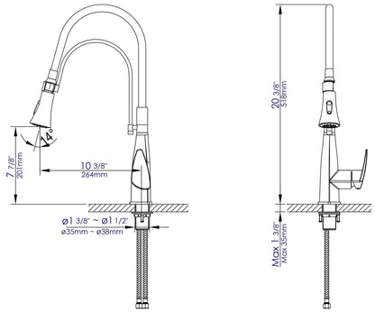 ALFI brand ABKF3001 Kitchen Faucet with Black Rubber Stem