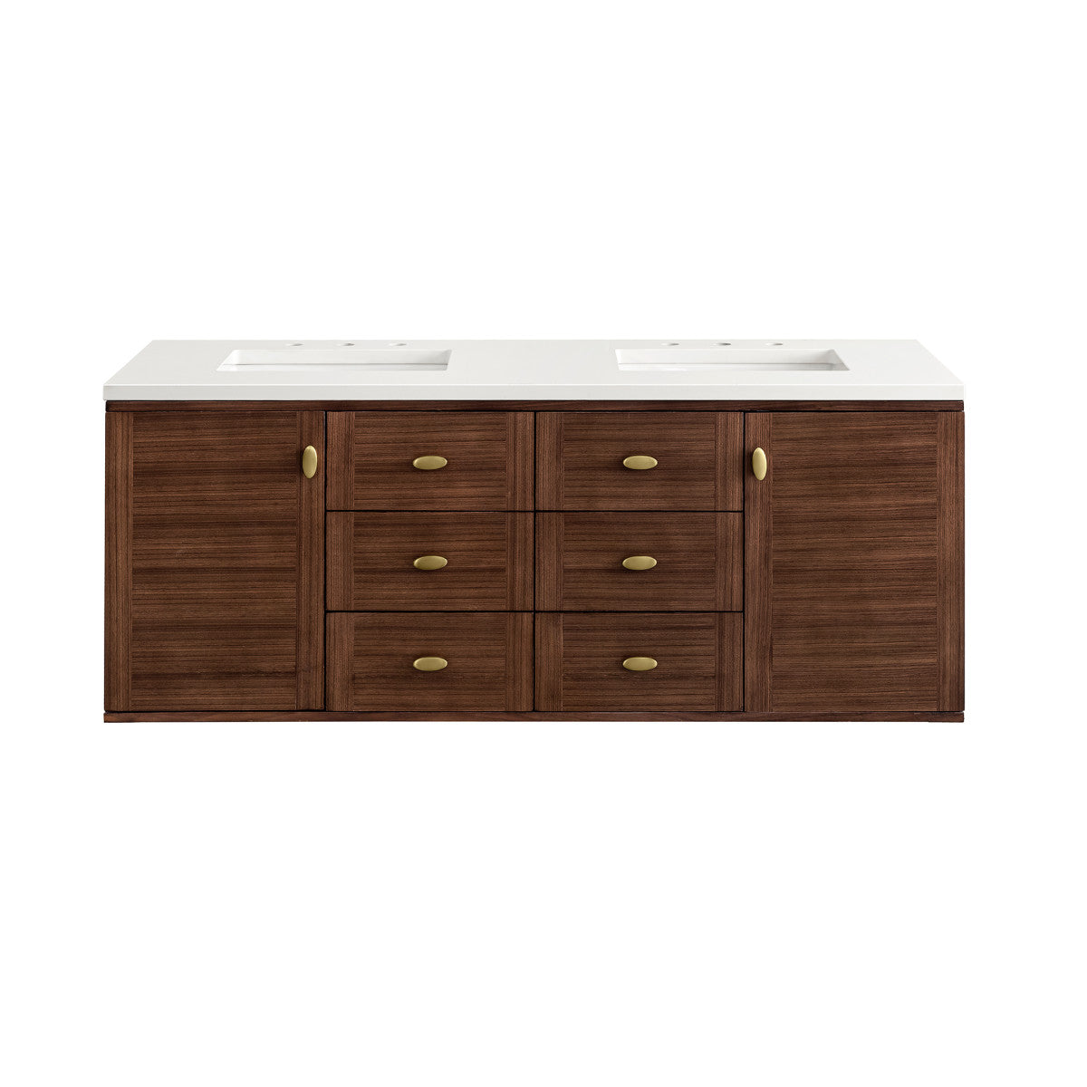 Amberly 60" Double Vanity Cabinet, Mid-Century Walnut